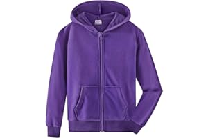 Spring&Gege Youth Solid Classic Hoodies Soft Hooded Full Zip Sweatshirts for Children (3-14 Years)