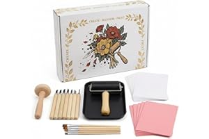 Lnncdsc Linocut Kit for Beginners & Adults – Complete Block Printing Supplies with Carving Tools, Brayer, 5 Pack 4×6 inch Linoleum Blocks for DIY Stamp Making, Home Art Projects, Classroom Crafts.