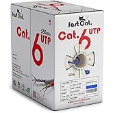 fast Cat. Cat6 Ethernet Cable 1000ft - 23 AWG, CMR, Insulated Solid Bare Copper Wire Cat 6 Cable with Noise Reducing Cross Se