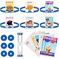 Sumind Headband Game Fun Heads Up Guessing Game Quick Question Cards Set Includes Headbands, Picture Cards, Scoring Coins, Sand Clock(Food Style)