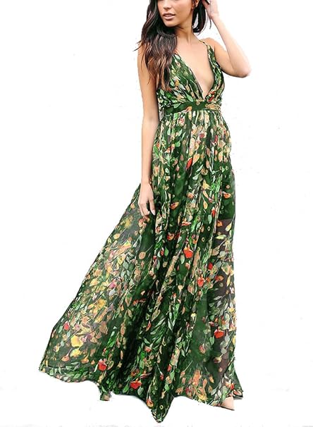 green boho maxi dress