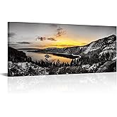 KREATIVE ARTS Large Canvas Prints Panorama of Lake Tahoe's sunrise over Emerald Bay Wall Art Landscape Picture USA Nature Scenery Artwork Framed Posters for Office Home Decor 20x48