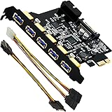 Mailiya PCI-E to USB 3.0 5-Port PCI Express Expansion Card and 15-Pin Power Connector, Mini PCI-E USB 3.0 Hub Controller Adapter with Internal 20-Pin Connector - Expand Another Two USB 3.0 Ports