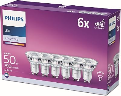 LED classic, ampoule LED équivalent 50 W, GU10, lot de 6, blanc neutre (4000 Kelvin) 390 lumens, réflecteur