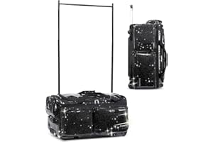 Fanwoli 28" Dance Bag with Garment Rack | Glittering Waterproof Fabric | Shine-Bright Collection | Ideal Competition Rolling Duffle Bag for Dancer