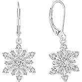Starchenie Snowflake Dangle Drop Earrings 925 Sterling Silver Leverback Earring Gemstones Jewelry Gift for Women