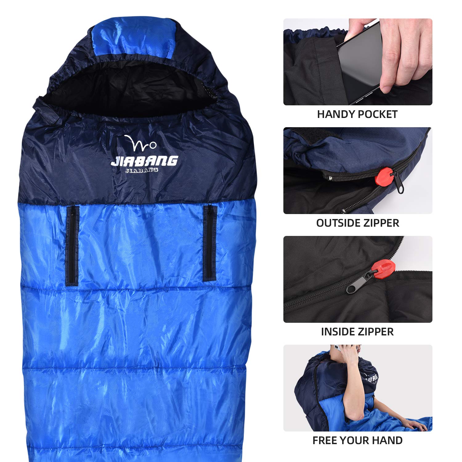 jiabang 1.5 KG Sleeping Bags for Adults 3-4 Seasons Camping-Extra Large Warm Lightweight Mummy Sleeping Bag with Compression Sack Ideal Gear for Hiking Backpacking