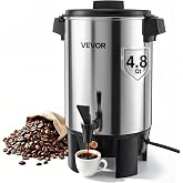 VEVOR Commercial Coffee Urn, 30 Cup, 4.8 qt 1090W Hot Beverage Dispenser | for Catering, Business, Party, Church, Restaurant, Quick-Brewing Coffee Maker with Dripless Faucet, Automatic Temp Control