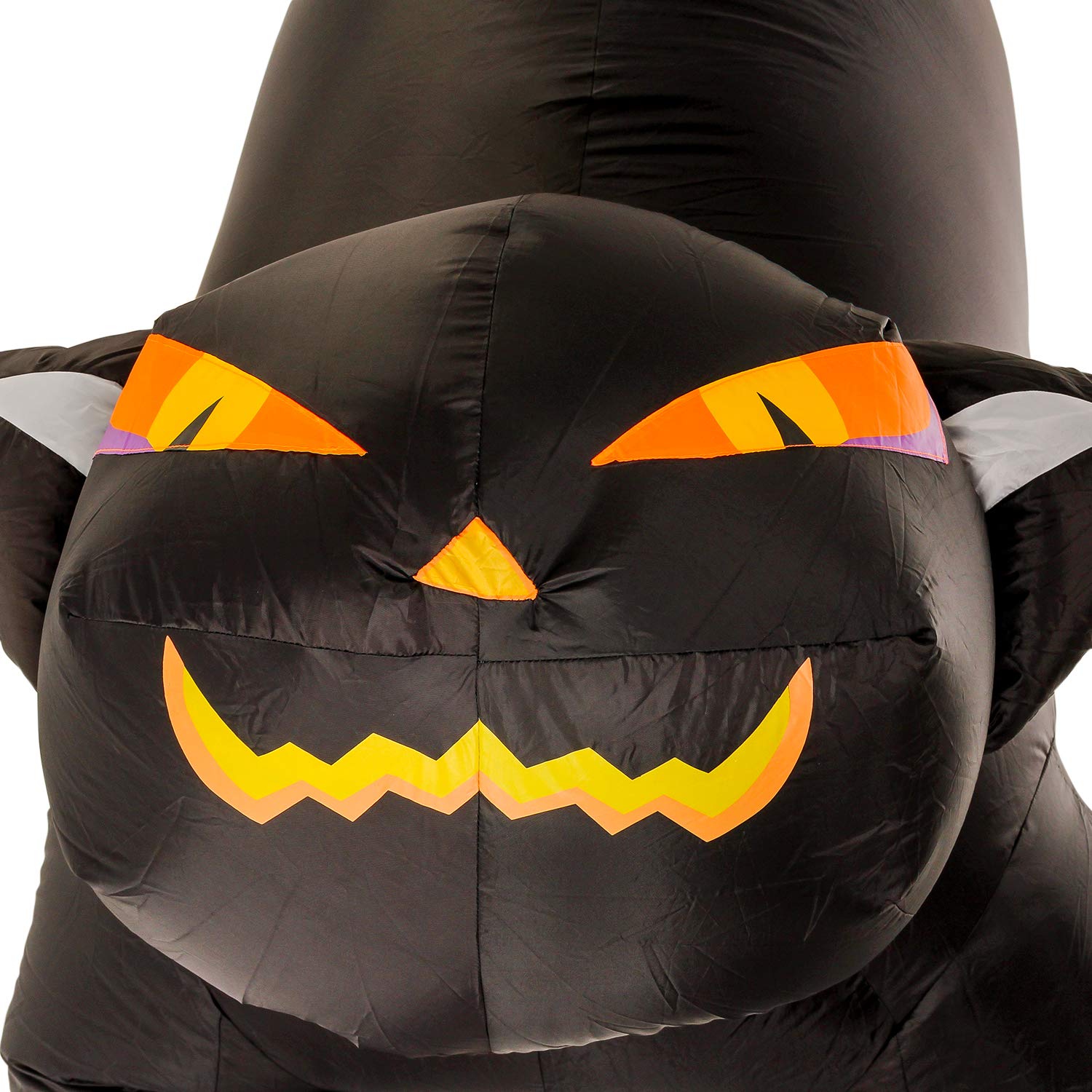 Halloween Haunters 7 Foot Inflatable Scary Black Cat with LED Lights Indoor Outdoor Yard Lawn Prop Decoration - Spooky Kitty Face and Eyes Blow Up Haunted House Party Display