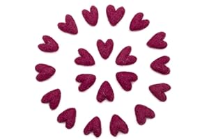Glaciart One Felted Hearts - Mini 0.8” (20 Pcs) - Needle Felting - Needle Felting & Essential Oils Ready - Handmade in Nepal Using 100% Natural New Zealand Wool, for Art Projects & Valentines Decor