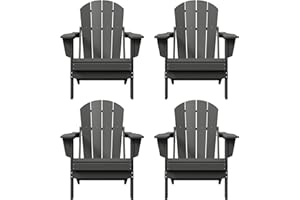 WO WESTIN OUTDOOR Westin Outdoors Laguna WO Home Furniture Adirondack Chair 4 PC Set Classic Outdoor Patio Folding Chair for Bon Fire Pit Lawn Backyard Beach Plastic Weather-Resistant (Gray)