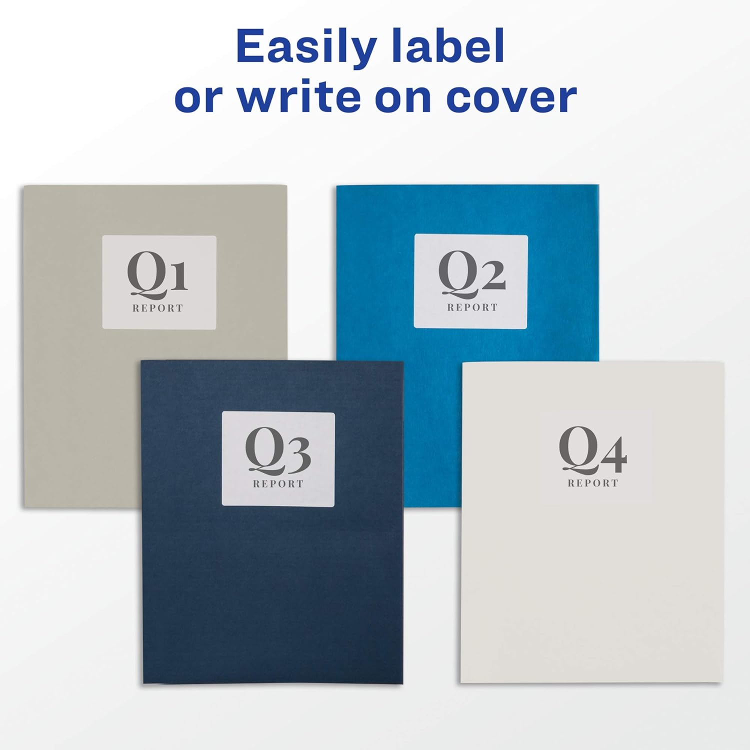 AVERY Two Pocket Folders, Holds up to 40 Sheets, Business Card Slot, 25 White Folders (47991) : Photo Presentation Portfolios : Office Products