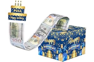 MORESIS Money Box for Cash Gift Pull, Happy Birthday Surprise Gift Box, Birthday Gift Ideas DIY Set Money Pull Box for Cash Gift, Blue