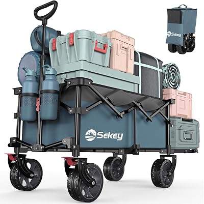 Sekey 185L Folding Camping Trolley 440LBS Heavy Duty Utility Wagon