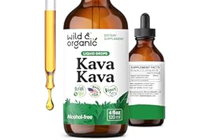 Wild & Organic Kava Kava Drops 400 mg - Calmness & Relaxation Supplement - 5-Month Supply - Vegan, Sugar & Alcohol-Free Liquid Root Extract Drops - 4 fl oz