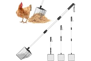 3-in-1 Stretchable Chicken Poop Scooper,Durable Chicken Coop Scooper for Sand & Debris, Sifting Shovel for Efficient Litter S