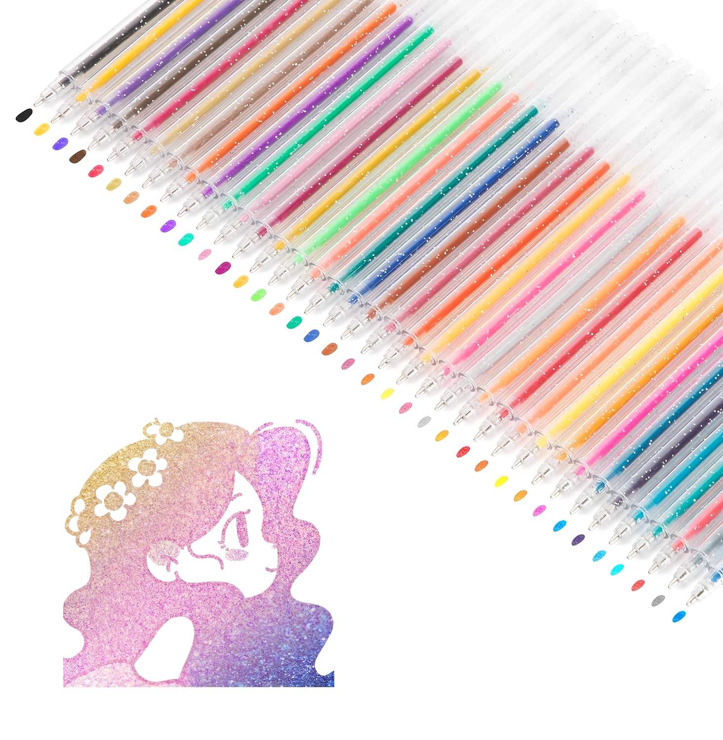 SMOOTHERPRO Metallic Gel Pens | Set of 36 | Glitter Colored Pen | for Coloring Books Cards Journaling Crafting Drawing Writing (SC633-36) | 1.0mm Tip | 36 Colors