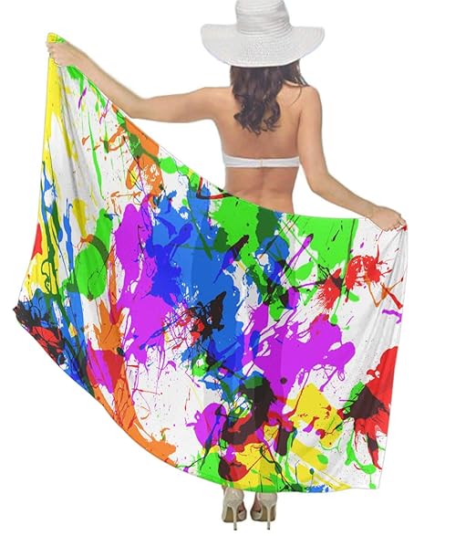 Swimwear Chiffon Printed Cover Up Beach Sarong Wrap Paint