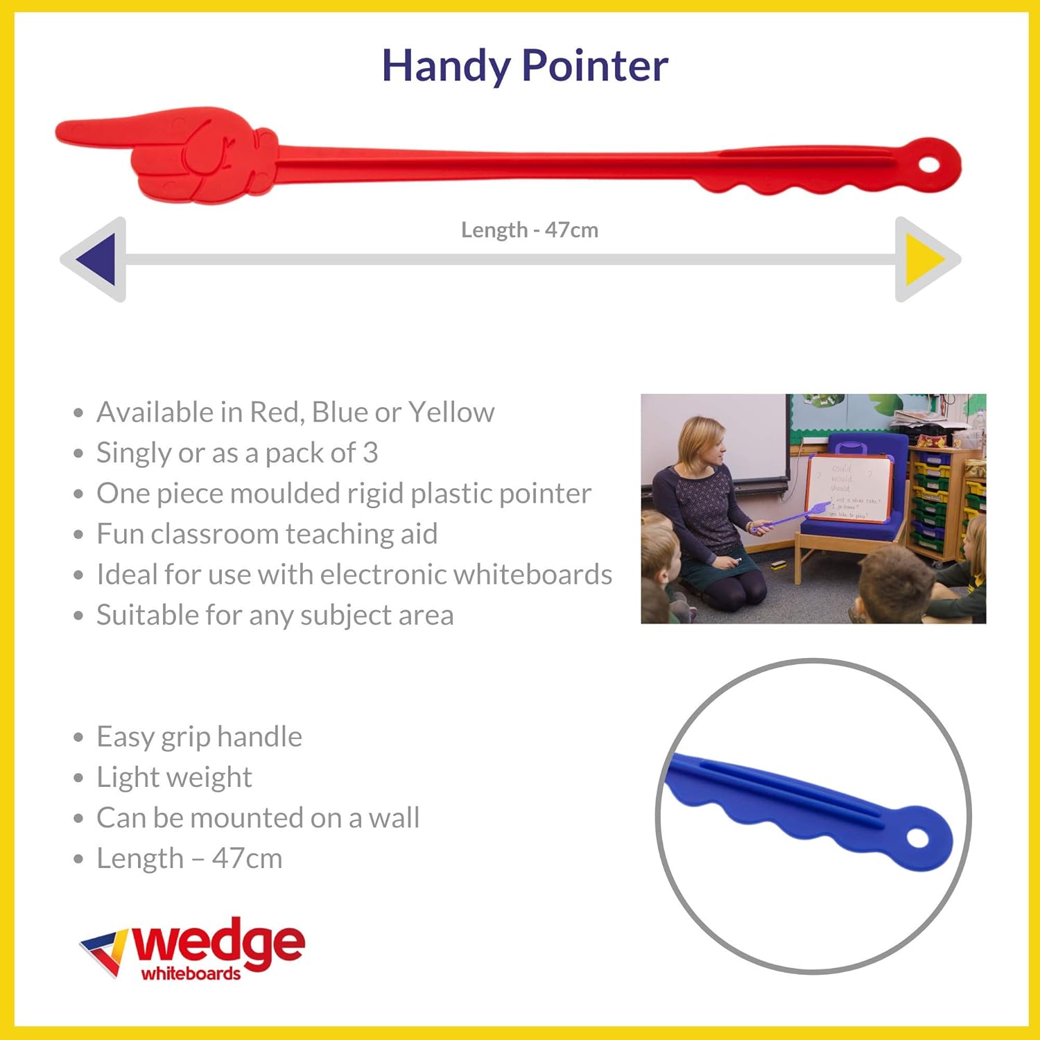 Set of 3 RED Handy Hand Pointers for Classroom, Teacher's Pointing Sticks in Mixed Colours, Ideal for Teaching Creative Play - Image 3