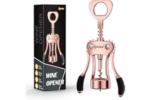 IPOW Wine Opener, Zinc Alloy Wine Bottle Opener, Wing Corkscrew Heavy Duty, Manual Multifunctional Cork Screw for Waiter,Rose