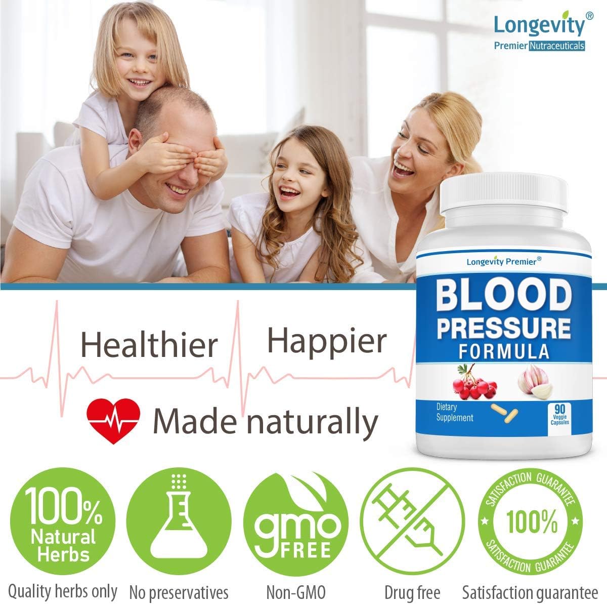 [2-Bottle Value Pack] Longevity Blood Pressure Formula -Scientifically formulated with Hawthorn & 12+ top Quality All Natural Herbs: Health & Personal Care