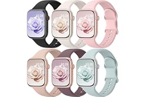 HEARTBOOM 6 Pack Sport Bands Compatible with Apple Watch Bands 38mm 40mm 41mm 42mm 44mm 45mm 46mm 49mm for Women Men, Soft Wristband Silicone Sport Strap for iWatch Bands Series 11 10 9 8 7 6 5 4 3 2 1 Ultra SE