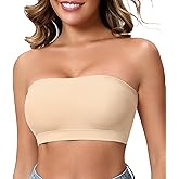 ANNZHIBRA Strapless Bras for Women, Wireless Non-Padded Tube Top Bandeau Bra, Seamless Bralette, Nude
