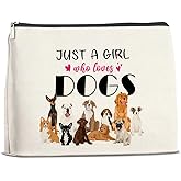 Xxoace Dog Lover Gifts Makeup Bag - Cute Just a Girl Who Loves Dogs Travel Cosmetic Bag with Zipper, Christmas Gift for Women Dog Lovers