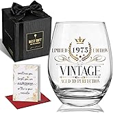 50th Birthday Glass Gifts for Women, Funny 15oz Vintage 1975 Wine glass for Her, Unique Turning Fifty Years Old Bday Decoration gift Ideas for her Him Family Mom Dad Husband Wife Friends -13
