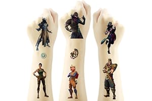 Fortnit Lot de 20 tatouages temporaires pour fête d'anniversaire, cadeaux de récompenses scolaires pour enfants, garçons et f