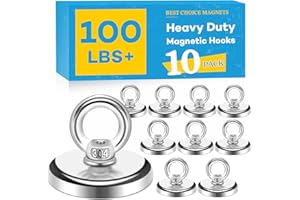 BEST CHOICE MAGNETS Magnetic Hooks, 100 LB（45KG） Heavy Duty Magnetic Hooks with Countersunk Hole Eyebolt, Perfect for Home, Kitchen, Workplace, Office and Garage, Pack of 10 Brand