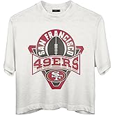Junk Food NFL Women's San Francisco 49ers Football Logo Short Sleeve Mock Neck Crop Tee, White