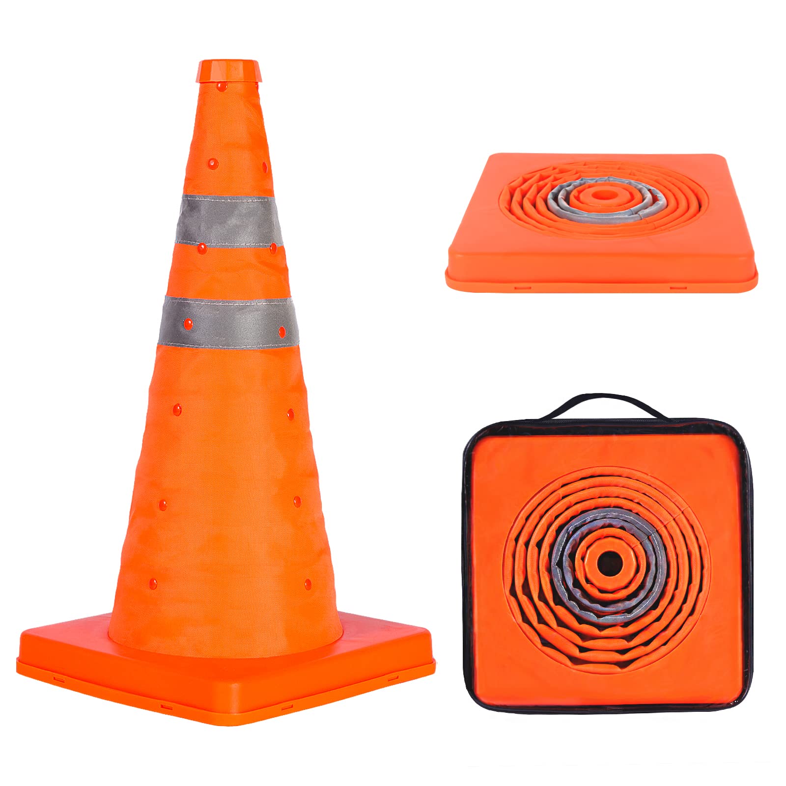 Photo 1 of 18 inch Collapsible Traffic Cones, Safety Cones with Reflective Collars, Multi Purpose Pop Up Extendable Road Safety Cone by GUARDLEAD