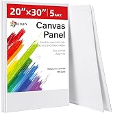Simetufy 5 Pack 20"x30" Large Canvas Boards for Acrylic &amp; Oil Painting | Paint Canvas Panels for Adults &amp; Artists&ndash; 100% Cotton Acid Free Primed