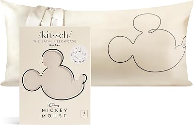 Kitsch Disney Mickey Mouse Satin Pillowcase Zipper King 19x36 Cooling