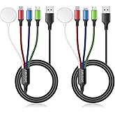 2Pack Multi Charging Cable for Apple Watch Charger USB Magnetic Wireless Charger Nylon Braided USB C/L/Micro Port Compatible 