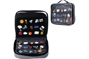 Oeun fan Enamel Pin Display Book, Small Collections Or Travel Pin Trading Book, Pin Collector Display Bag,6-Page Lapel Pin Display Board,For Sports Pins,Memorial Pins, Pin Display Case(Silver Gray)