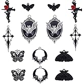 COGCHARGER 14 Gothic Style Cross Moth Bat Skull Pendants Halloween Charms for Jewelry Making DIY Craft Supplies