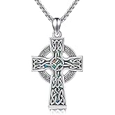 CUPENDA Cross Necklaces Sterling Silver Opal Cross Rose/Opal Stethoscope/Stethoscope Celtic Pendant Faith Religious Jewelry for Women