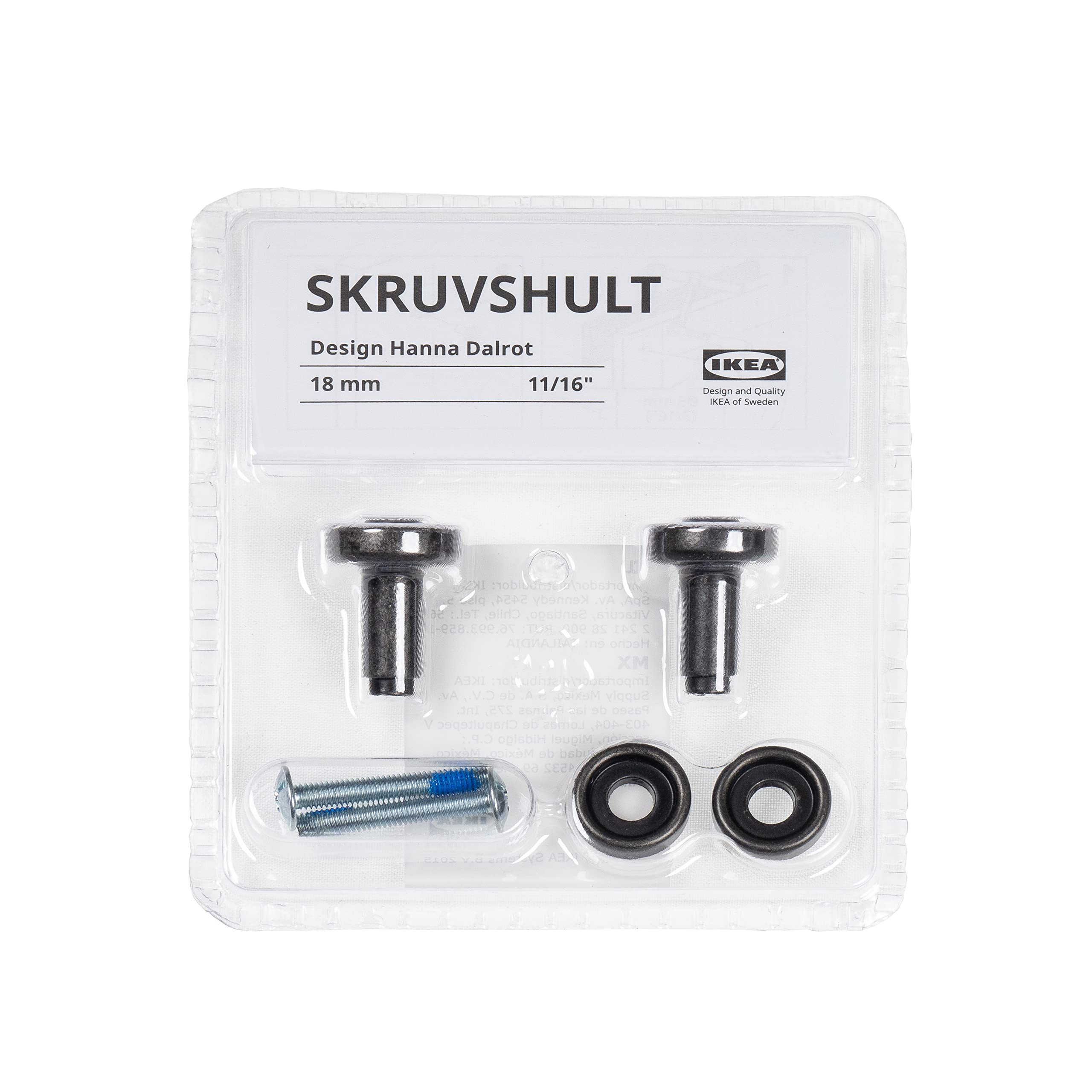IKEA SKRUVSHULT Kitchen Cabinet Knobs/Pulls, Anthracite/Dark Grey/Black, 18 mm, 805.074.82, Screws Included - Pack of 2