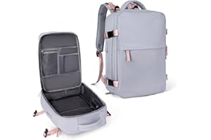 coowoz Large Travel Backpack For Women Men,Carry On Backpack Flight Approved,Hiking Backpack Waterproof Outdoor Sports Rucksack Casual Daypack Fit 15.6 Inch Laptop Shoes Compartment (Light Purple)