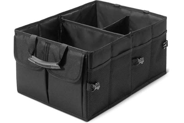 Amazon Basics Trunk Organizer for Car, MultiCompartment Car Storage, Foldable, 13.5 Gallon, Black