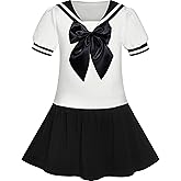 Sunny Fashion Girls Dress Sailor School Uniform Navy Suit Size 6-14
