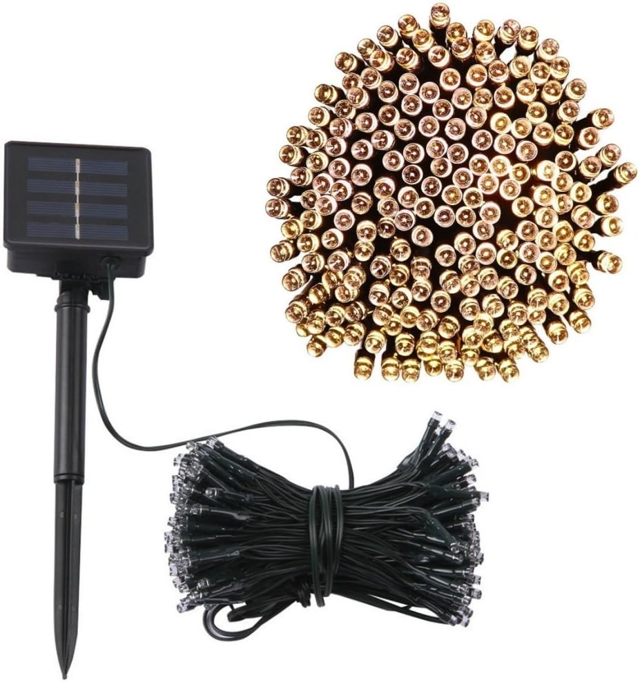 Vlio 8Modes LED Solar Power Fairy String Lights Outdoor Decorative Light 50 LEDs Waterproof IP44 for Garden Home Wedding Party Halloween (Warm White)