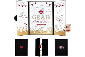 Togvu Graduation Signature Book Black Red, Creative Graduation Congrats Guest Book Alternative, 2025 Graduate Party Decorations, Grad Signing Card Board for High School & College Celebrations