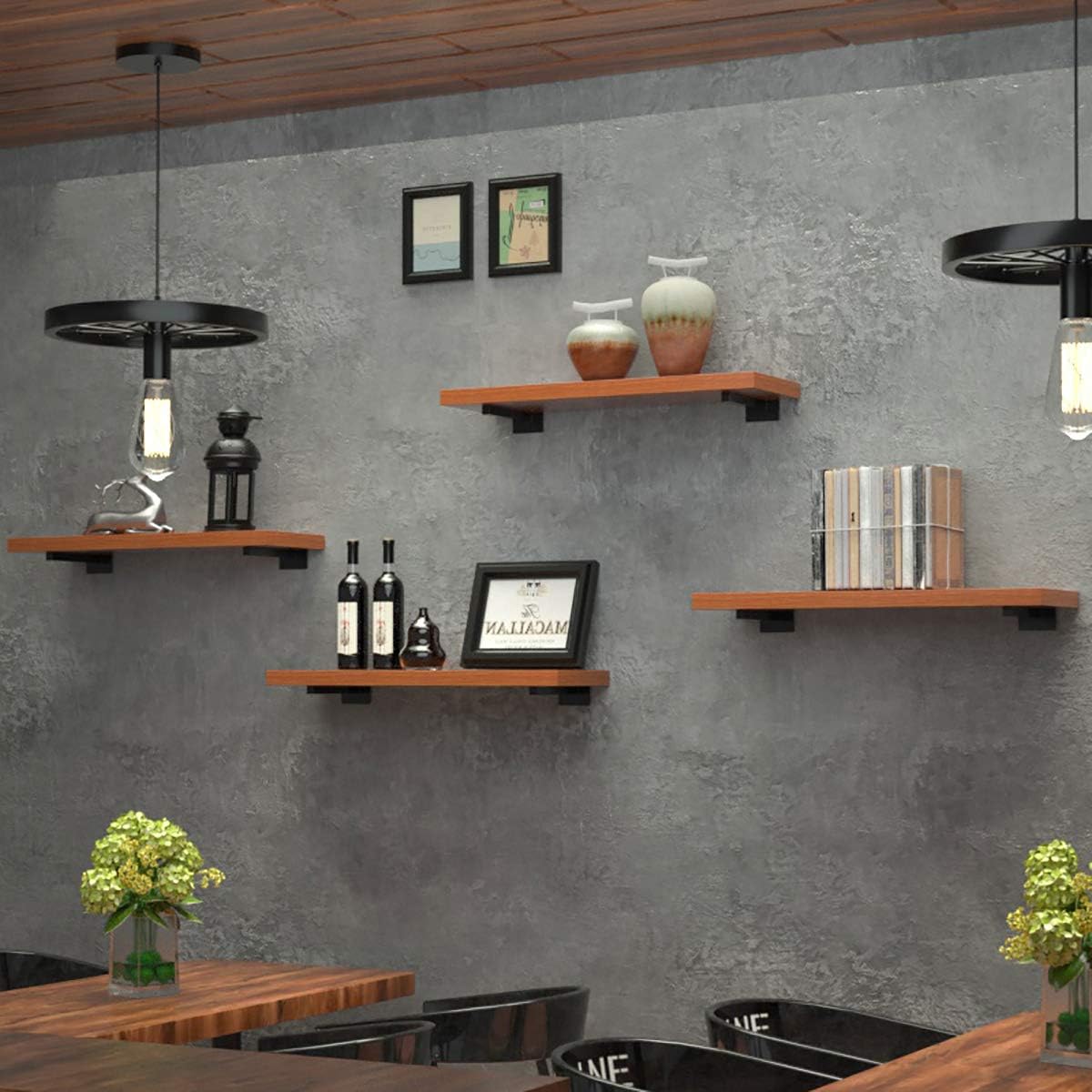 Shelf Brackets,Brackets for Shelves 8 Inch, Industrial Floating Bracket,Wall Mounted Heavy Duty Rustic Shelf Brackets, Decorative Shelving, Shelf Supports Black 4 Pack: Home Improvement