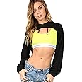 SweatyRocks Women's Solid Black Long Sleeve Pullover Crop Top Hoodie