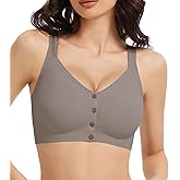 Gailife V Neck Jelly Front Closure Bras for Women Wireless Full Coverage Mastectomy Bralettes Seamless Everyday Bra