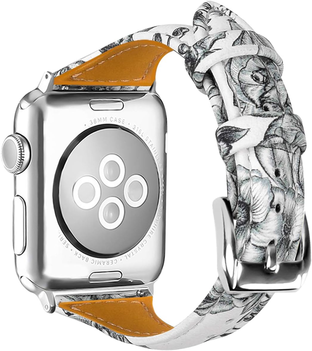 38mm 40mm Leather Stainless Steel Jewelry IWatch Strap for Series 5, 4, 3, 2, 1 Women Adjustable Crystal Diamond Bracelet Replacement Iwatches Bands
