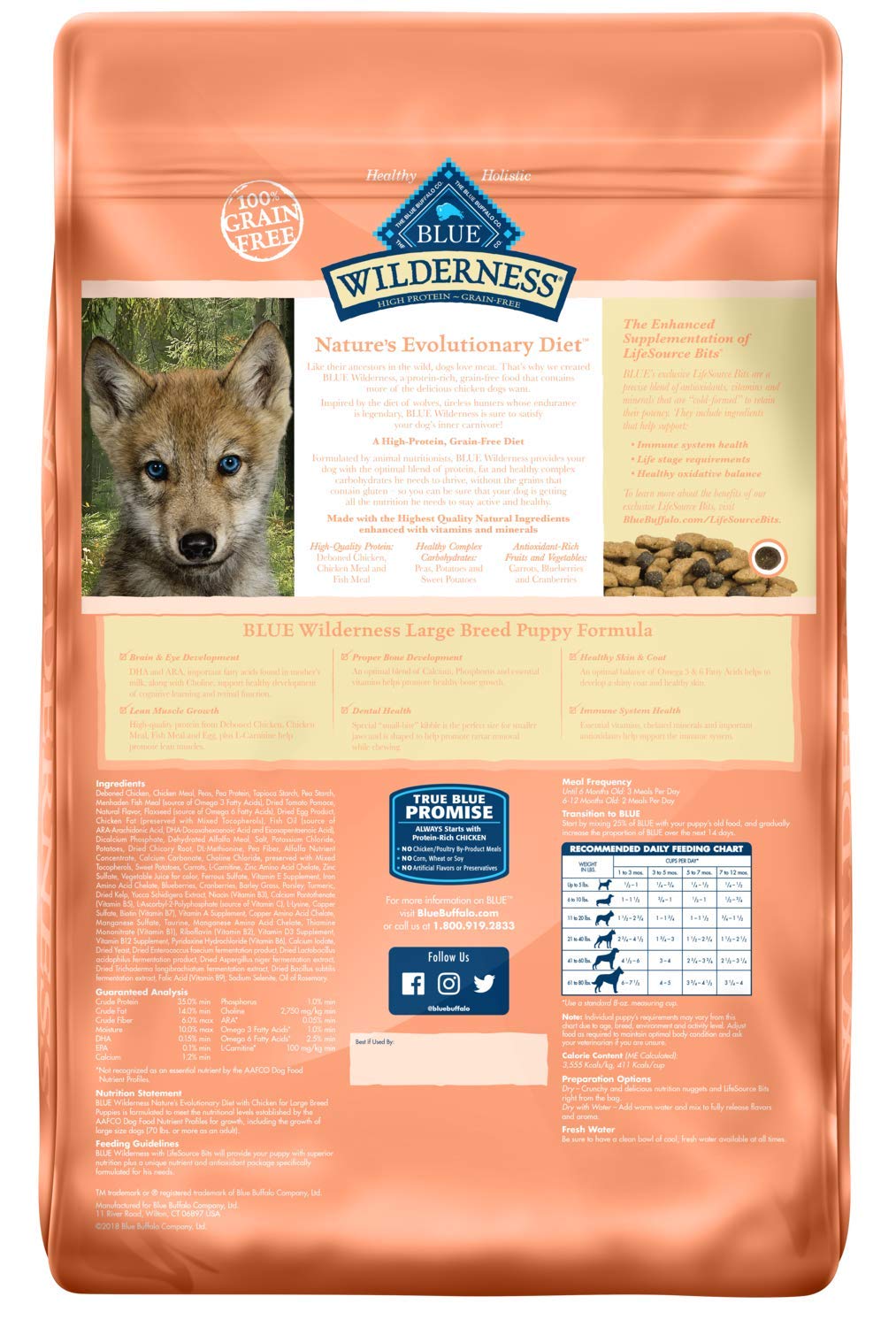Blue Buffalo Wilderness High Protein Grain Free, Natural Puppy Large Breed Dry eBay